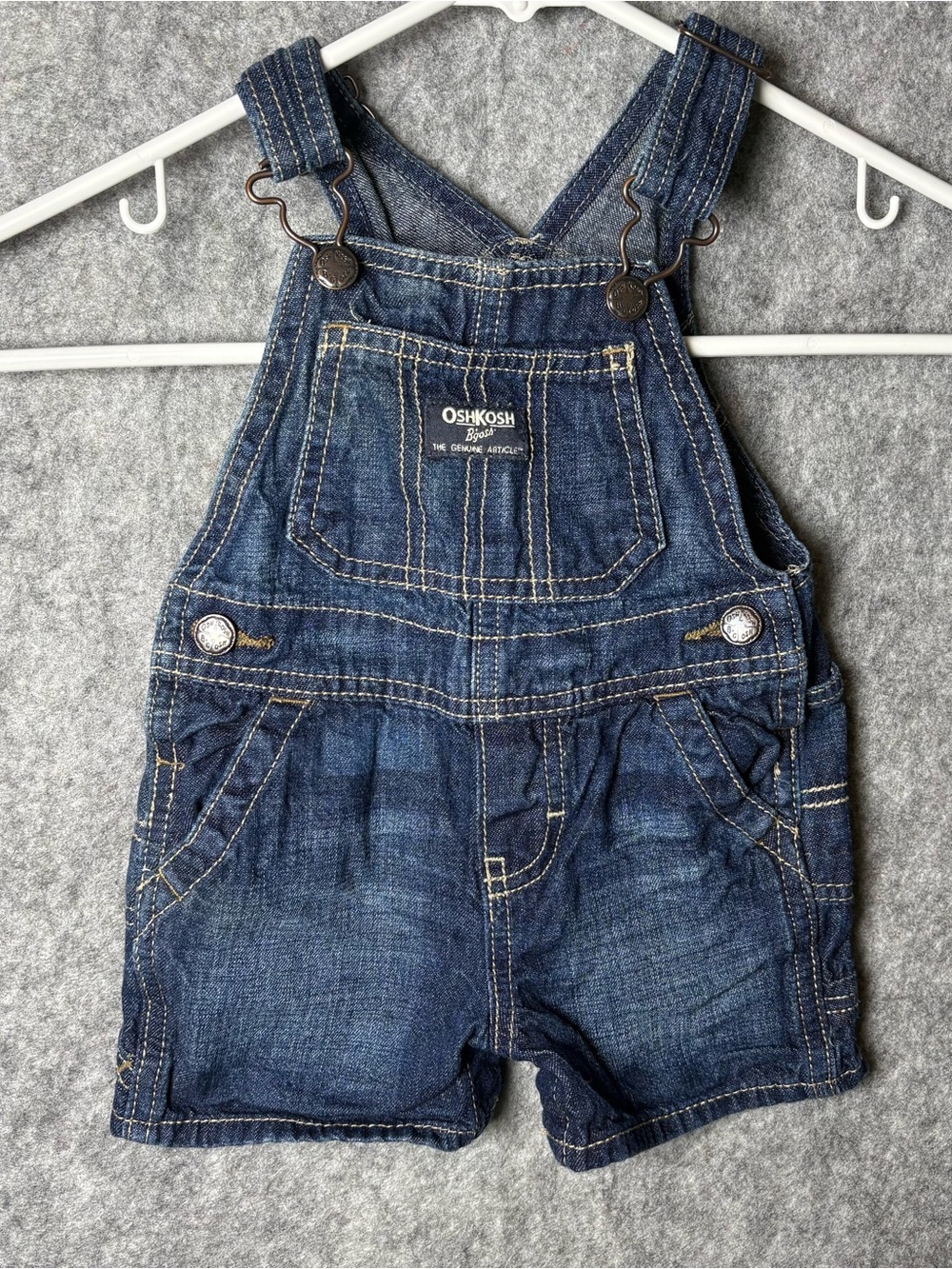 OshKosh B'gosh Kids Blue Denim Short Overalls 6 Mo